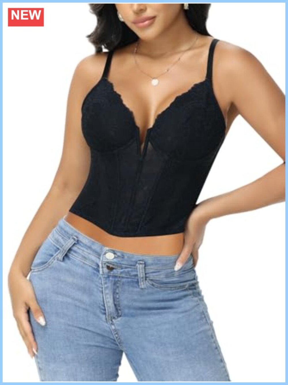 Lace Bustier Corset Top Womens Underwire Deep V Push Up Going Out Club